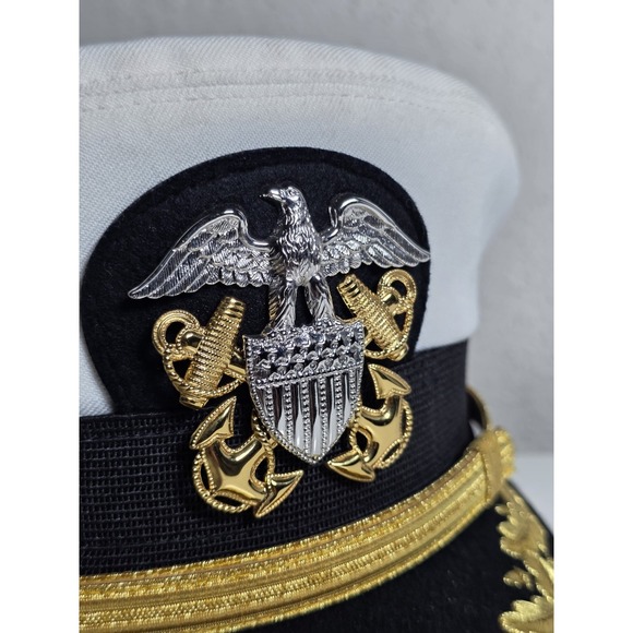 US Navy Other - Us Navy Officer Visor Cap, US Navy Commander captain Rank Cap in White Cotton